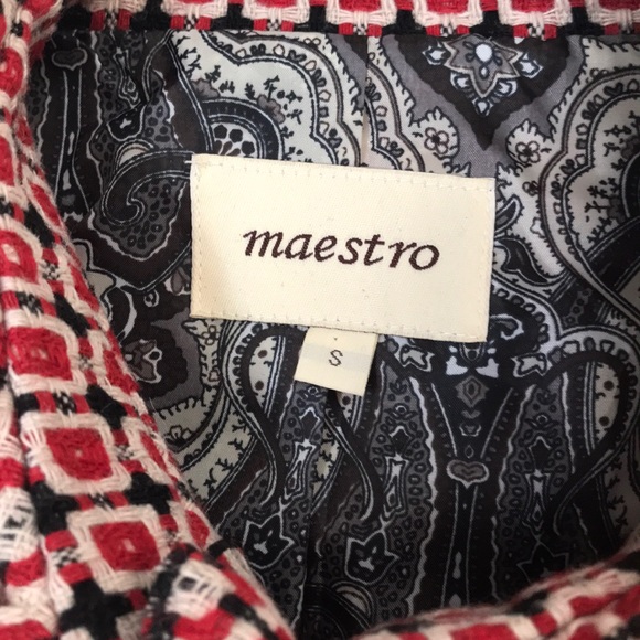 Maestro Black & Red lightweight button up coat SZS - Picture 2 of 7